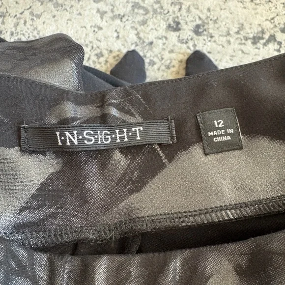 Insight Black Gray Flower Pattern Size 12 Pants